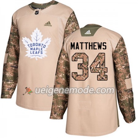 Herren Eishockey Toronto Maple Leafs Trikot Auston Matthews 34 Adidas 2017-2018 Camo Veterans Day Practice Authentic